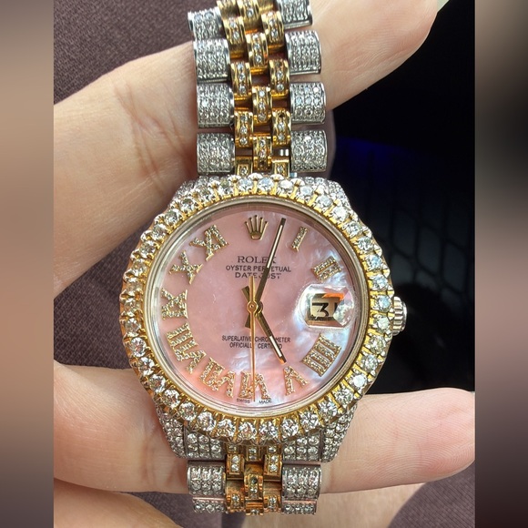 Rolex Accessories - Rolex Women's Watch with Pink Dial and Gold-Silver Accents
